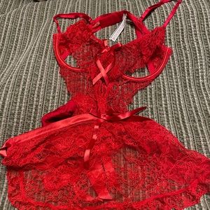 Size Medium, Red lace lingerie